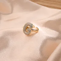 Letter Casual Vacation Zircon Copper 18K Gold Plated Rings Polishing Inlay sku image 7