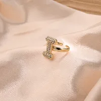 Letter Casual Vacation Zircon Copper 18K Gold Plated Rings Polishing Inlay sku image 9
