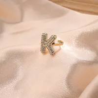 Letter Casual Vacation Zircon Copper 18K Gold Plated Rings Polishing Inlay sku image 11