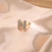 Letter Casual Vacation Zircon Copper 18K Gold Plated Rings Polishing Inlay sku image 13