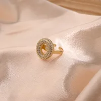 Letter Casual Vacation Zircon Copper 18K Gold Plated Rings Polishing Inlay sku image 26