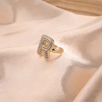 Letter Casual Vacation Zircon Copper 18K Gold Plated Rings Polishing Inlay sku image 16