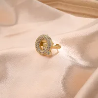 Letter Casual Vacation Zircon Copper 18K Gold Plated Rings Polishing Inlay sku image 15