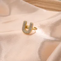 Letter Casual Vacation Zircon Copper 18K Gold Plated Rings Polishing Inlay sku image 19