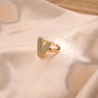 Letter Casual Vacation Zircon Copper 18K Gold Plated Rings Polishing Inlay sku image 20