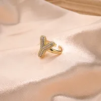 Letter Casual Vacation Zircon Copper 18K Gold Plated Rings Polishing Inlay sku image 23