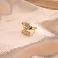 Letter Casual Vacation Zircon Copper 18K Gold Plated Rings Polishing Inlay sku image 24