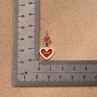 1 Pc/Package Copper 18K Gold Plated Polished Letter Red Heart Pendant main image 6