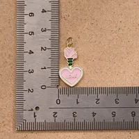 1 Pc/Package Copper 18K Gold Plated Polished Letter Red Heart Pendant main image 3