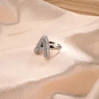 Letter Casual Vacation Zircon Copper 18K Gold Plated Open Rings Polishing Inlay sku image 1