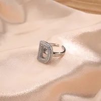 Letter Casual Vacation Zircon Copper 18K Gold Plated Open Rings Polishing Inlay main image 5