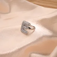Letter Casual Vacation Zircon Copper 18K Gold Plated Open Rings Polishing Inlay main image 6