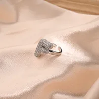 Letter Casual Vacation Zircon Copper 18K Gold Plated Open Rings Polishing Inlay sku image 6