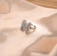Letter Casual Vacation Zircon Copper 18K Gold Plated Open Rings Polishing Inlay sku image 13