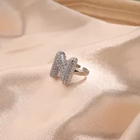 Letter Casual Vacation Zircon Copper 18K Gold Plated Open Rings Polishing Inlay sku image 14