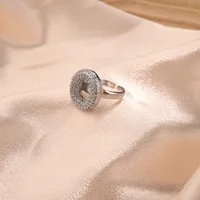 Letter Casual Vacation Zircon Copper 18K Gold Plated Open Rings Polishing Inlay sku image 15