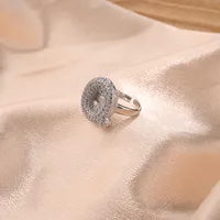 Letter Casual Vacation Zircon Copper 18K Gold Plated Open Rings Polishing Inlay sku image 17