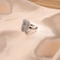 Letter Casual Vacation Zircon Copper 18K Gold Plated Open Rings Polishing Inlay sku image 18