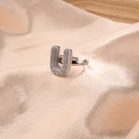 Letter Casual Vacation Zircon Copper 18K Gold Plated Open Rings Polishing Inlay sku image 21