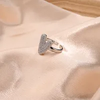Letter Casual Vacation Zircon Copper 18K Gold Plated Open Rings Polishing Inlay sku image 22