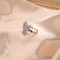 Letter Casual Vacation Zircon Copper 18K Gold Plated Open Rings Polishing Inlay sku image 25