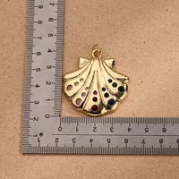 1 Pc/Package Zircon Copper 18K Gold Plated Polished Shell Pendant main image 3