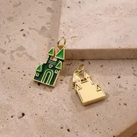 1 Pc/Package Copper 18K Gold Plated Polished House Pendant main image 3