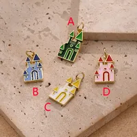 1 Pc/Package Copper 18K Gold Plated Polished House Pendant main image 2
