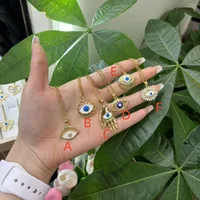Devil's Eye Palm Casual Vacation Novelty Zircon Copper Pendant Necklace Enamel Inlay Lobster Trigger Clasp Closure sku image 2