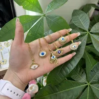 Devil's Eye Palm Casual Vacation Novelty Zircon Copper Pendant Necklace Enamel Inlay Lobster Trigger Clasp Closure main image 1