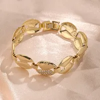 Simple Couleur Unie Hip Hop Style Simple Vêtement De Rue Zircon Le Cuivre Plaqué Or 18K Or Blanc Plaqué Bracelets Fait Main Polissage Placage Snap Bouton main image 4