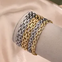 Simple Solid Color Hip-Hop Simple Style Streetwear Zircon Copper 18K Gold Plated White Gold Plated Bracelets Handmade Polishing Plating Snap Button main image 2