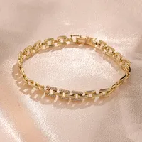 Simple Solid Color Hip-Hop Simple Style Streetwear Zircon Copper 18K Gold Plated White Gold Plated Bracelets Handmade Polishing Plating Snap Button main image 3