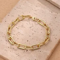 Sencillo Color Sólido Hip Hop Estilo Simple Ropa De Calle Circón Cobre Chapados En Oro De 18K Blanco Oro Plateado Pulsera Hecho A Mano Pulido Enchapado Cierre Con Gatillo De Langosta main image 3