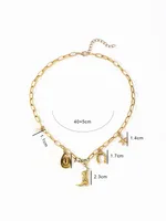 U Shape Water Droplets Boots Cowboy Style Imitation Pearl Zinc Alloy Multi Charms Necklace Wholesale main image 2