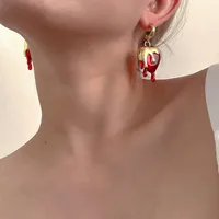Pendientes De Corazón De Lava Dorada En Forma De Corazón De Estilo Europeo Y Americano A La Moda Para Mujer, Gotas Para Los Oídos De Lujo Con Forma De Corazón Con Luz Personalizada Y Exagerada main image 3