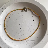 New Style Sweet Dopamine Small Rice-Shaped Beads Beaded Necklace Girly Style Rainbow Color Glass Beads Necklace Wholesale Women sku image 19
