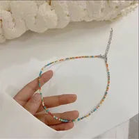 New Style Sweet Dopamine Small Rice-Shaped Beads Beaded Necklace Girly Style Rainbow Color Glass Beads Necklace Wholesale Women sku image 26