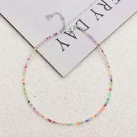 New Style Sweet Dopamine Small Rice-Shaped Beads Beaded Necklace Girly Style Rainbow Color Glass Beads Necklace Wholesale Women sku image 27