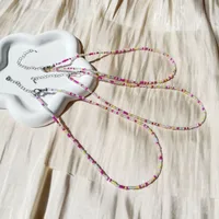 New Style Sweet Dopamine Small Rice-Shaped Beads Beaded Necklace Girly Style Rainbow Color Glass Beads Necklace Wholesale Women sku image 45