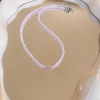 New Style Sweet Dopamine Small Rice-Shaped Beads Beaded Necklace Girly Style Rainbow Color Glass Beads Necklace Wholesale Women sku image 100