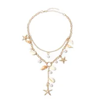 Ornament Bohemian Beach Shell Conch Sunflower Necklace Imitation Pearl Starfish Conch Pendant main image 5