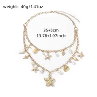 Ornament Bohemian Beach Shell Conch Sunflower Necklace Imitation Pearl Starfish Conch Pendant sku image 6