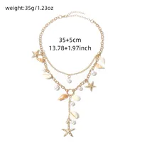 Ornament Bohemian Beach Shell Conch Sunflower Necklace Imitation Pearl Starfish Conch Pendant sku image 5