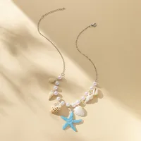 Ornament Bohemian Beach Shell Conch Sunflower Necklace Imitation Pearl Starfish Conch Pendant sku image 2