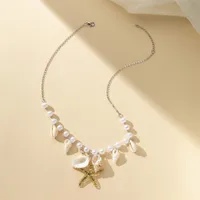 Ornament Bohemian Beach Shell Conch Sunflower Necklace Imitation Pearl Starfish Conch Pendant sku image 3