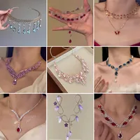 White Moonlight ~ Super Flash Zircon Water Drop Pendant Necklace Minority Fashion High Sense Temperament Wild Clavicle Chain Jewelry main image 1
