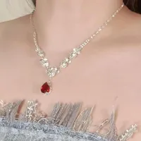 White Moonlight ~ Super Flash Zircon Water Drop Pendant Necklace Minority Fashion High Sense Temperament Wild Clavicle Chain Jewelry main image 3