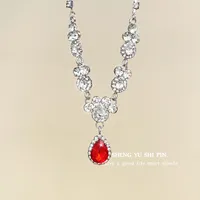 White Moonlight ~ Super Flash Zircon Water Drop Pendant Necklace Minority Fashion High Sense Temperament Wild Clavicle Chain Jewelry sku image 5