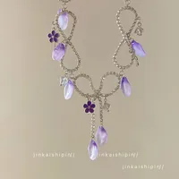 White Moonlight ~ Super Flash Zircon Water Drop Pendant Necklace Minority Fashion High Sense Temperament Wild Clavicle Chain Jewelry sku image 22